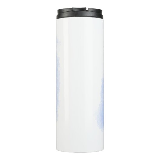 blue waterverf QR scancode voeg aangepaste tekst r Thermosbeker (Achterkant)