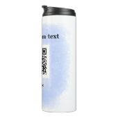 blue waterverf QR scancode voeg aangepaste tekst r Thermosbeker (Geroteerd rechts)