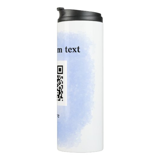 blue waterverf QR scancode voeg aangepaste tekst r Thermosbeker (Geroteerd rechts)