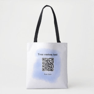 blue waterverf QR scancode voeg aangepaste tekst r Tote Bag