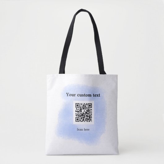 blue waterverf QR scancode voeg aangepaste tekst r Tote Bag (Voorkant)