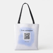 blue waterverf QR scancode voeg aangepaste tekst r Tote Bag (Achterkant)