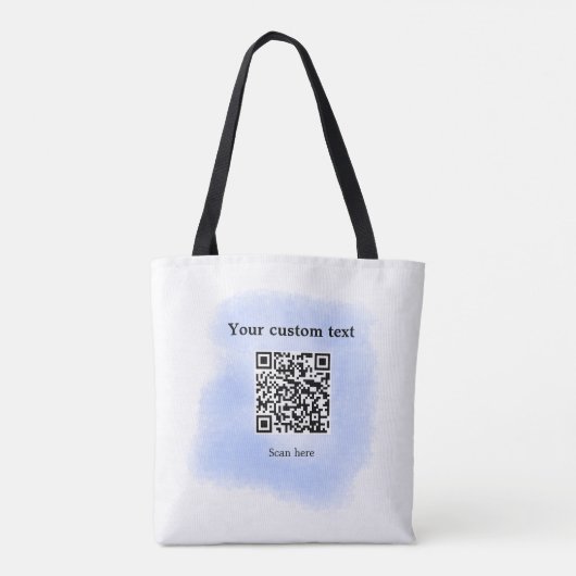 blue waterverf QR scancode voeg aangepaste tekst r Tote Bag (Achterkant)