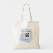 blue waterverf QR scancode voeg aangepaste tekst r Tote Bag (Achterkant)