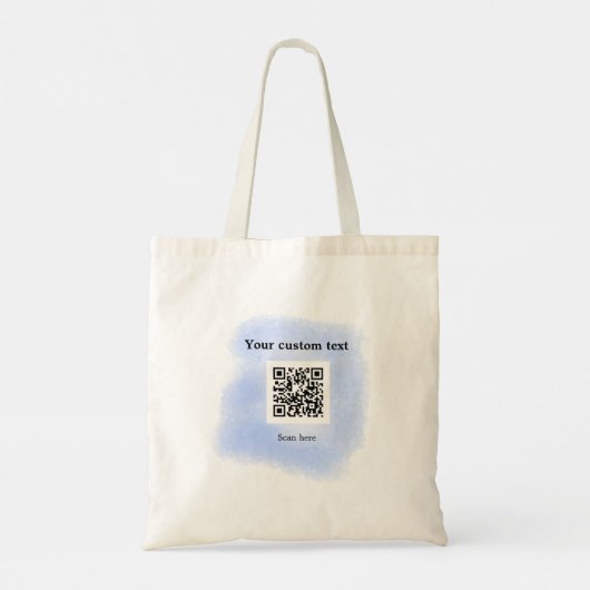 blue waterverf QR scancode voeg aangepaste tekst r Tote Bag (Achterkant)