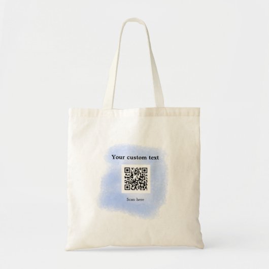 blue waterverf QR scancode voeg aangepaste tekst r Tote Bag (Voorkant)
