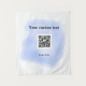 blue waterverf QR scancode voeg aangepaste tekst r Wandkleed (Voorkant)