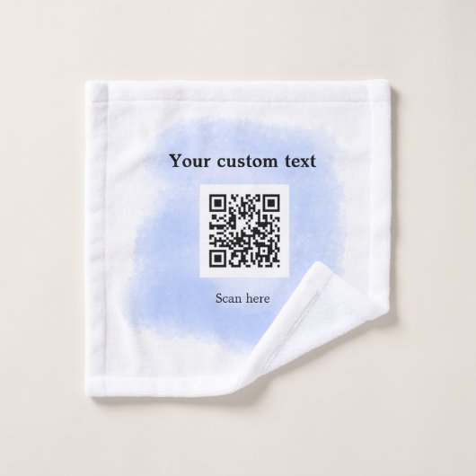 blue waterverf QR scancode voeg aangepaste tekst r Washandje (Wasdoekje)