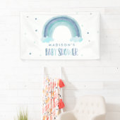 Blue Waterverf Rainbow Baby shower Welkom Spandoek (Insitu)