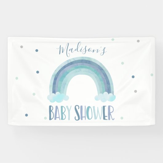Blue Waterverf Rainbow Baby shower Welkom Spandoek (Horizontaal)