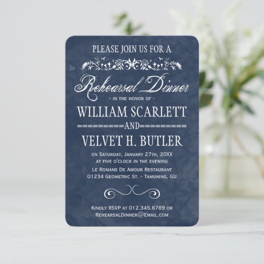 Blue Waterverf repetitie diner uitnodigingen (Staand voorkant)