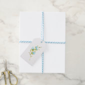 Blue Waterverf Roos Bud Wedding Cadeaulabel (Met Touw)