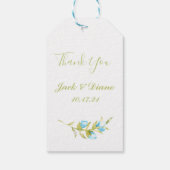 Blue Waterverf Roos Bud Wedding Cadeaulabel (Achterkant)