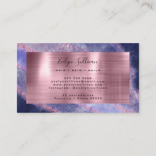 Blue Waterverf Roos Gold Foil Visitekaartje (Achterkant)