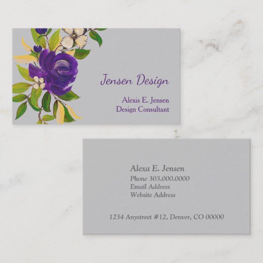 Blue Waterverf Roos Professional Visitekaartje (Voorkant / Achterkant)