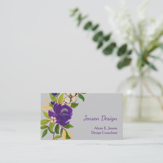 Blue Waterverf Roos Professional Visitekaartje (Staand voorkant)