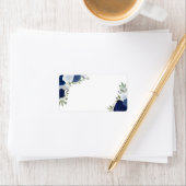 Blue Waterverf Rozen Blank DIY Weddenschap Adres Etiket (Insitu)