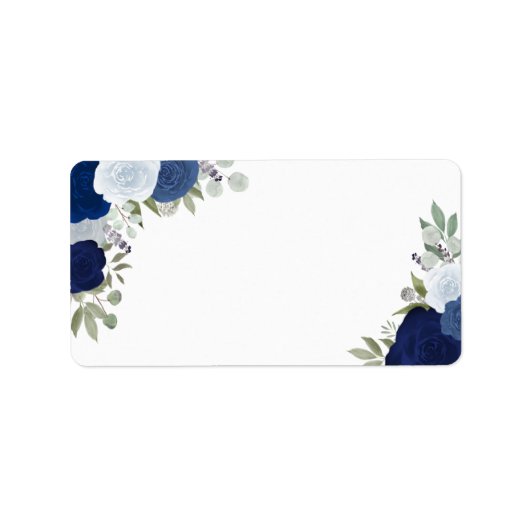 Blue Waterverf Rozen Blank DIY Weddenschap Adres Etiket (Voorkant)