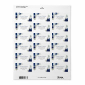 Blue Waterverf Rozen Elegant Wedding Address Etiket (Full Sheet)