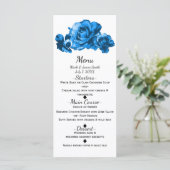 Blue Waterverf Rozen Elegant Wedding Menu (Staand voorkant)