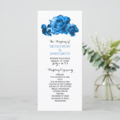 Blue Waterverf Rozen Elegant Wedding Programma Programmakaart (Staand voorkant)