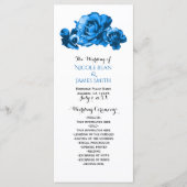 Blue Waterverf Rozen Elegant Wedding Programma Programmakaart (Voorkant)