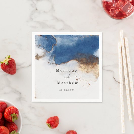 Blue Waterverf Rust Copper Gold Agate Wedding Servet (Insitu)