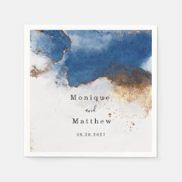 Blue Waterverf Rust Copper Gold Agate Wedding Servet
