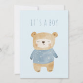 Blue Waterverf schattig teddybeer Baby shower Kaart (Voorkant)