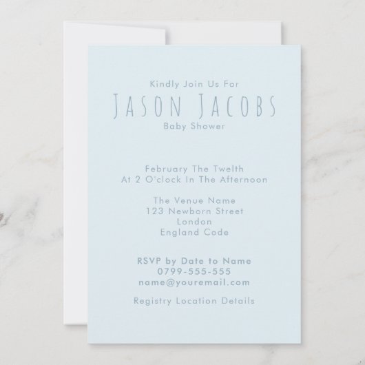 Blue Waterverf schattig teddybeer Baby shower Kaart (Achterkant)