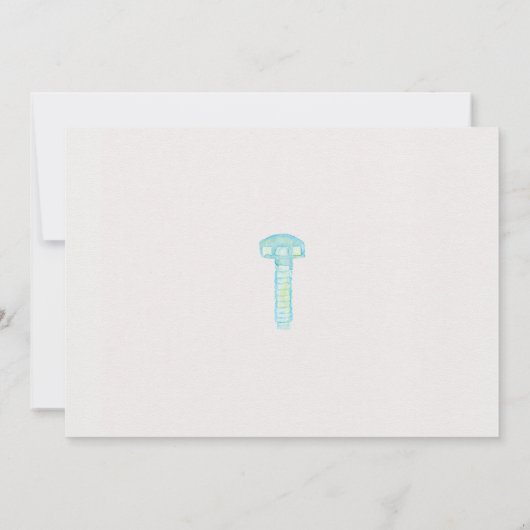 Blue waterverf schattige robot het is een baby sho kaart (Achterkant)