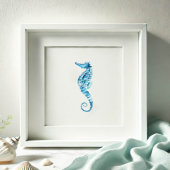 Blue Waterverf Seahorse Poster