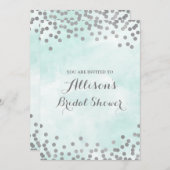 Blue Waterverf Silver Confetti Vrijgezellenfeest Kaart (Voorkant / Achterkant)