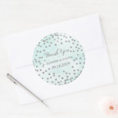 Blue Waterverf Silver Confetti Wedding Label (Envelop)