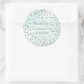 Blue Waterverf Silver Confetti Wedding Label (Tas)