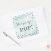 Blue Waterverf Silver Confetti Ze is klaar om te P Vierkante Sticker (Envelop)