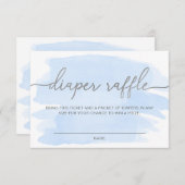 Blue Waterverf Silver Diaper Raffle Ticket Informatiekaartje (Voorkant / Achterkant)