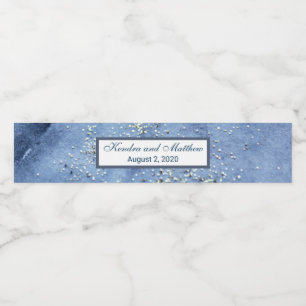 Blue Waterverf Silver Mercury Stippen Waterfles Etiket