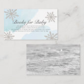 Blue Waterverf Silver Snowflakes Book Request Informatiekaartje (Voorkant / Achterkant)