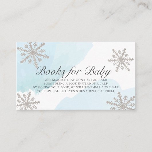 Blue Waterverf Silver Snowflakes Book Request Informatiekaartje (Voorkant)