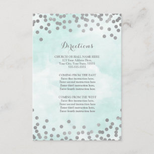 Blue Waterverf Silver Wedding Direction Insert Informatiekaartje