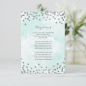 Blue Waterverf Silver Wedding Direction Insert Informatiekaartje (Staand voorkant)