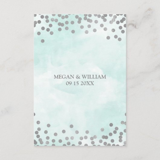 Blue Waterverf Silver Wedding Direction Insert Informatiekaartje (Achterkant)