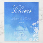 Blue Waterverf Sky and Foliage Wijn Etiket (Enkel label)