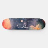Blue Waterverf Sky Galaxy Celestial Persoonlijk Skateboard (Horizontaal)