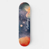 Blue Waterverf Sky Galaxy Celestial Persoonlijk Skateboard (Voorkant)
