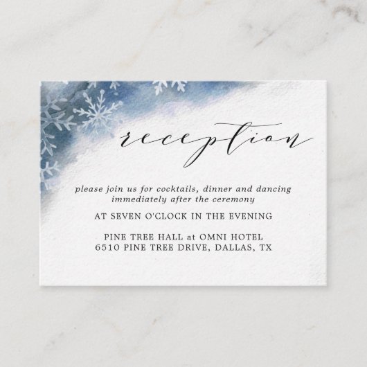 Blue Waterverf Snowflake bruiloft receptie Kaarten (Voorkant)