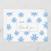 Blue Waterverf Snowflake Patroon Bedankkaart (Voorkant / Achterkant)