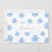 Blue Waterverf Snowflake Patroon Bedankkaart (Voorkant)