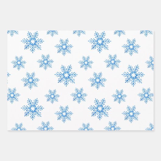 Blue Waterverf Snowflake Patroon Inpakpapier Vel (Voorkant 3)